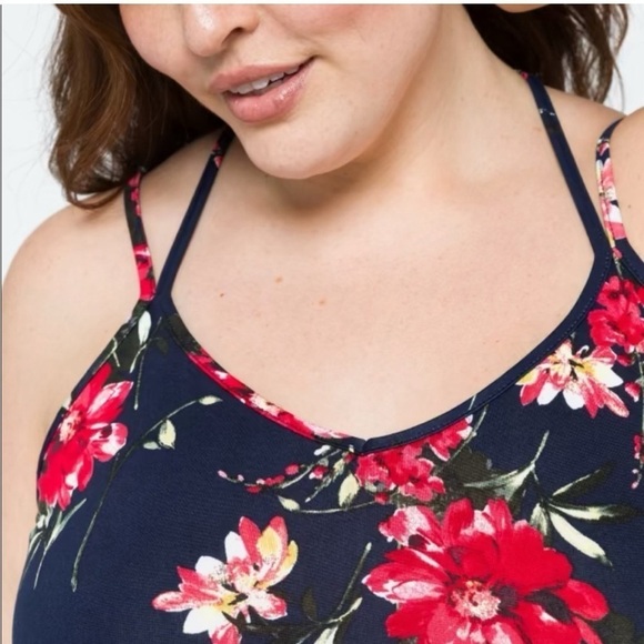 NWT: Papermoon Basima Back detail Knit Tank in Navy floral Women’s Size 2X - Picture 3 of 8